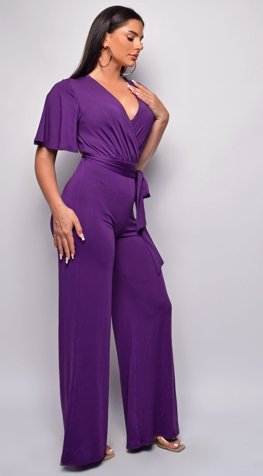 Bombay Purple V Neck Jumpsuit