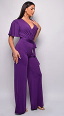 Bombay V Neck Jumpsuit - Purple