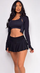 Nadie Black Pleated Skort