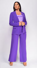 Vella Purple Blazer And Pants Set full length front view on model