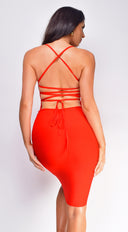 Maybelle Red Cross Back Bandage Dress