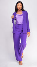 Vella Purple Blazer And Pants Set back view on model