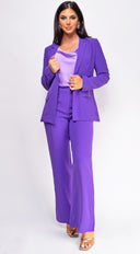 Vella Purple Blazer And Pants Set close-up of fabric and construction