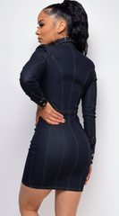 Rosable Dark Denim Dress - Blue