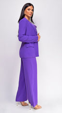 Vella Purple Blazer And Pants Set styled outfit flat lay