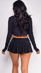 Nadie Black Pleated Skort