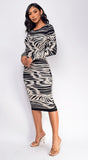 Brynn Black White Jacquard Midi Dress