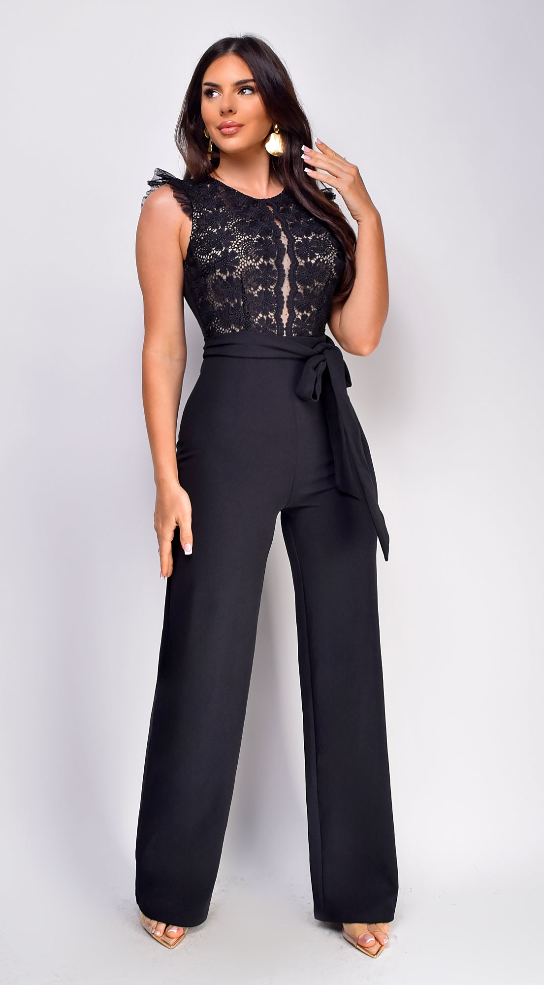 Amiliana Lace Top Jumpsuit - Black