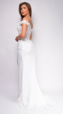 Paige Off White Bridal Gown full length three-quarter angle
