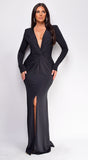 Gianna Black Front Twist Maxi Dress