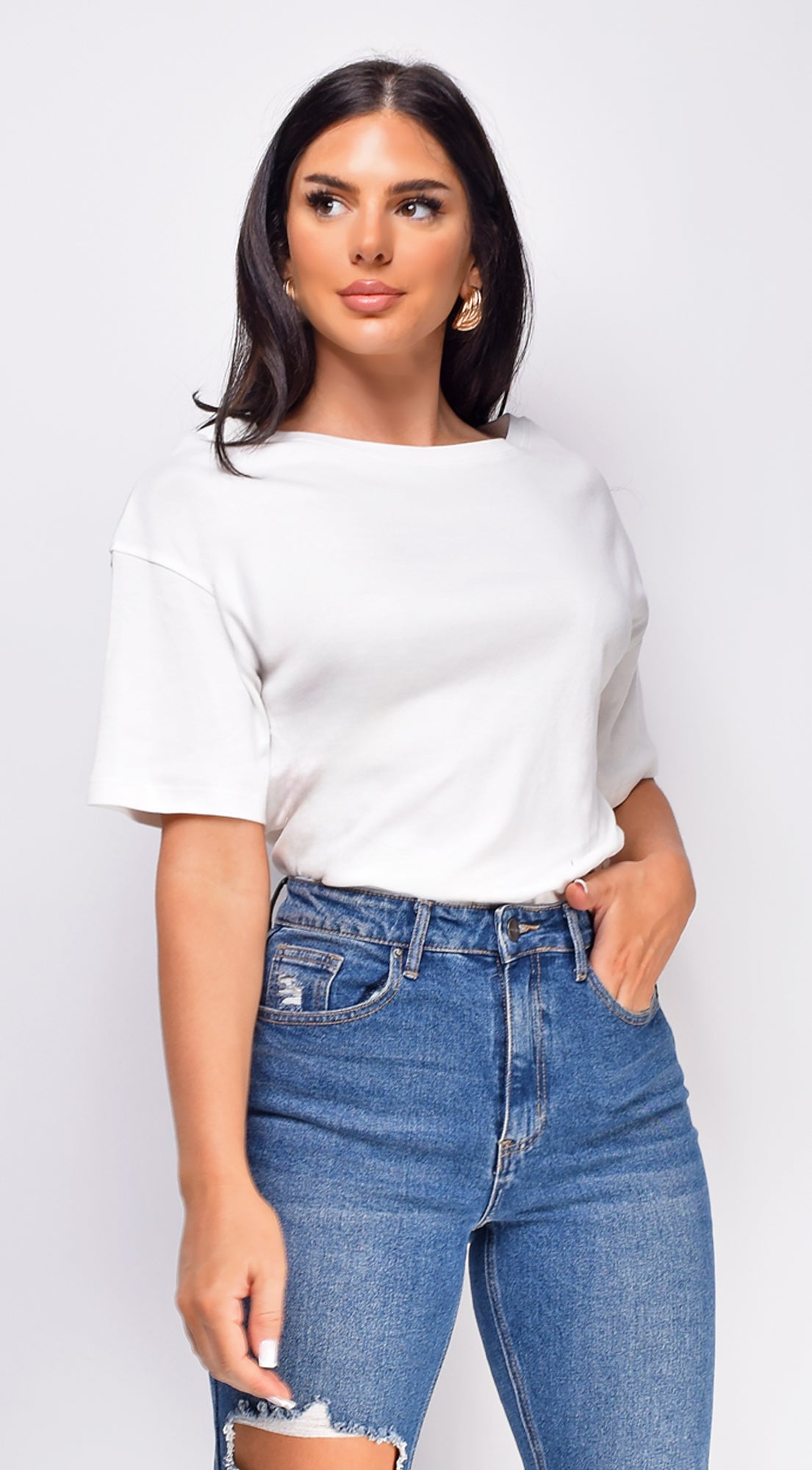 Erna White Oversized T Shirt