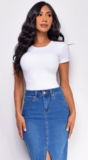 Riya Basic T-Shirt in Shirt - White full length front view on model