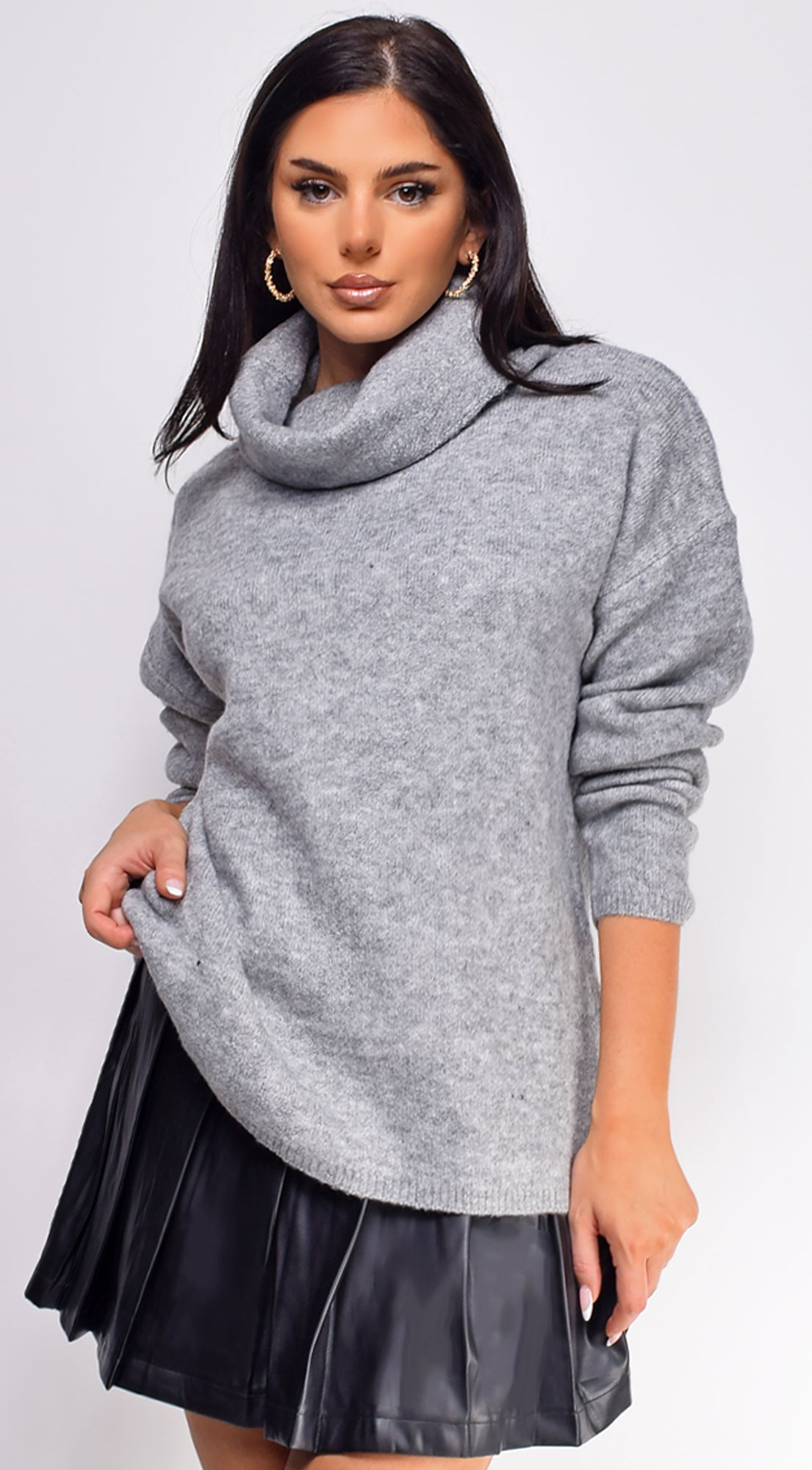 Melvina Gray Turtleneck Sweater Top