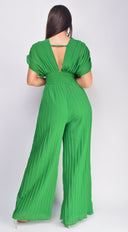 Selene V Neck Pleated Jumpsuit - Green