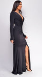 Gianna Black Front Twist Maxi Dress