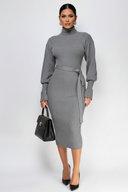Sabriana High Neck Midi Dress - Gray