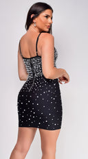 Rain Black Pearl Bandage Mini Dress
