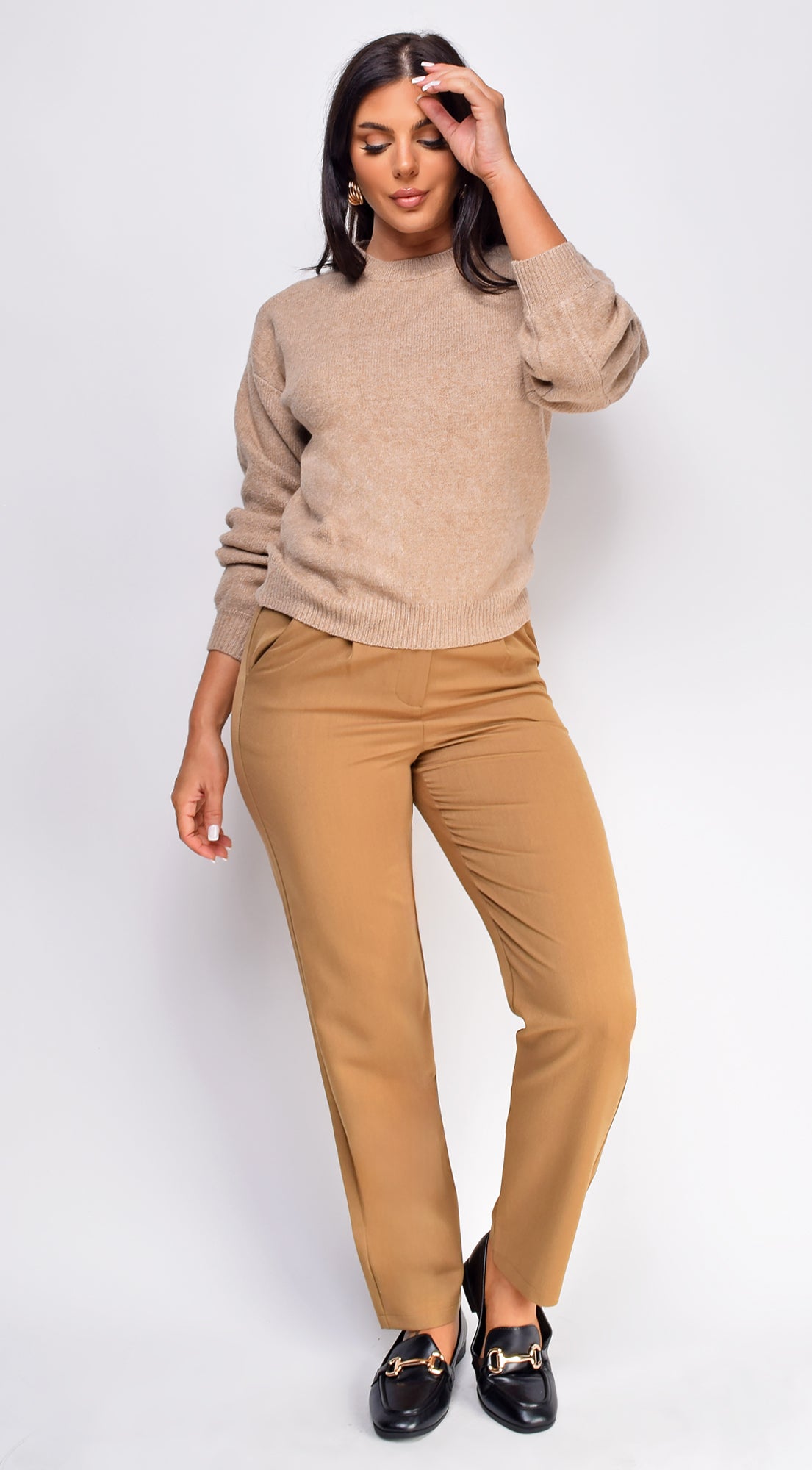 Aspen Twill Slim Fit Cropped Pants - Beige