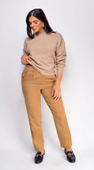 Aspen Twill Slim Fit Cropped Pants - Beige