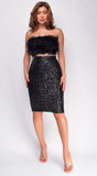 Alaula Black Classic Sequin Midi Skirt