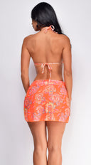 Fiji Orange Floral Multi Color Cover Up Skirt styled outfit flat lay