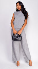 Lania Mock Neck Set - Gray
