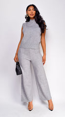 Lania Mock Neck Set - Gray