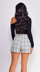 Azar Tweed Wrap Skort in Ivory close-up of wrap construction