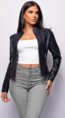 Sona Black Classic Faux Leather Jacket