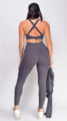 Rhythm Gray Jacket Legging Bra 3 Piece Active Set