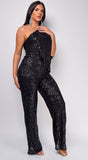 Rebecca Black One Sleeve Sequin Jumpsuit