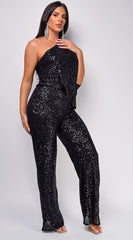 Rebecca Black One Sleeve Sequin Jumpsuit