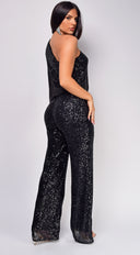 Rebecca Black One Sleeve Sequin Jumpsuit