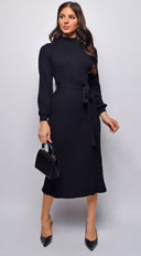 Harbin Sweater Midi Dress - Black