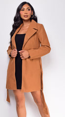 Lina Camel Brown Waist Tie Trench Coat