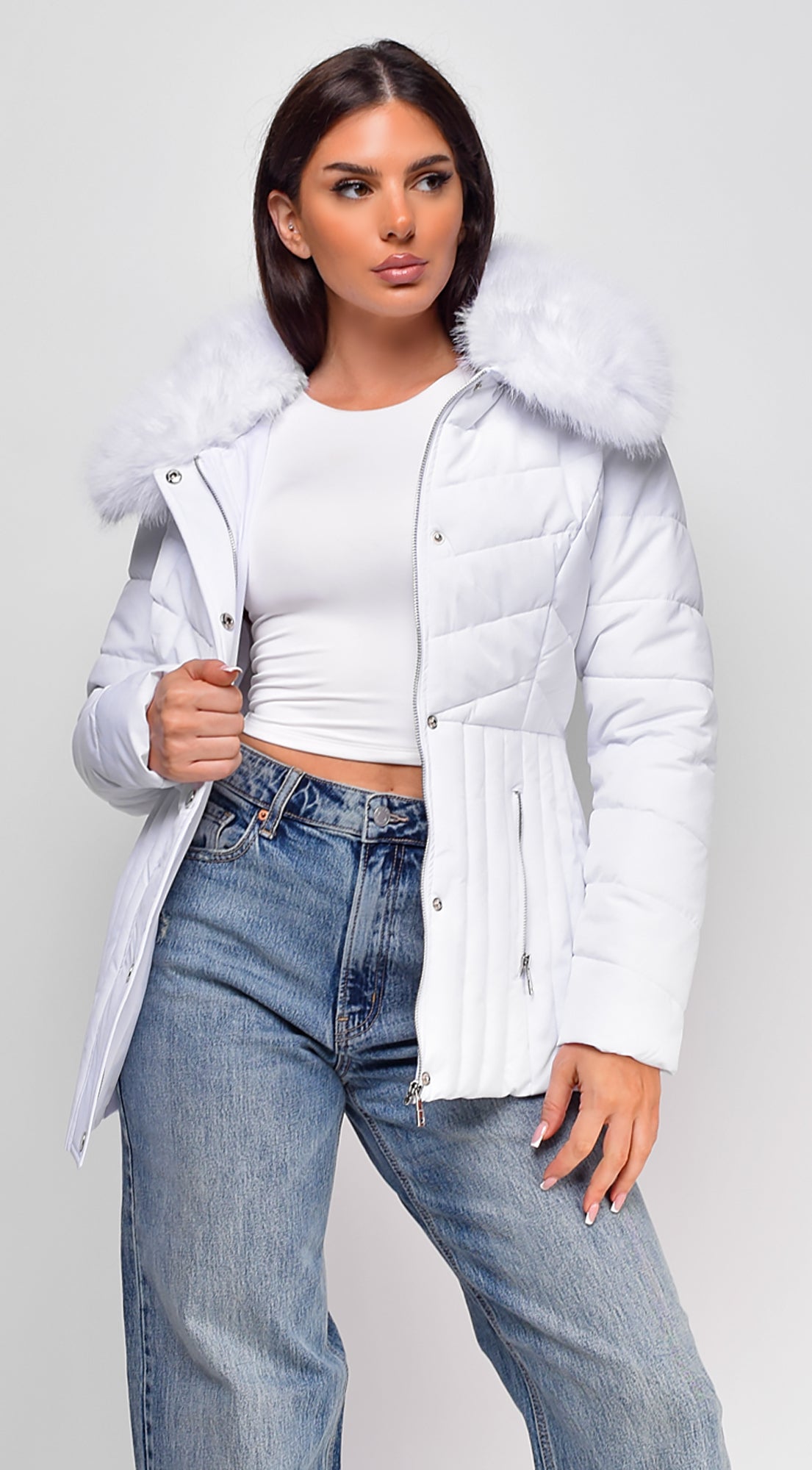 Veda Puffer Coat - White