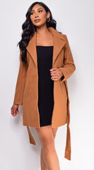 Lina Camel Brown Waist Tie Trench Coat