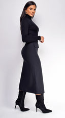 Gigi High Neck Long Sleeve Top - Black