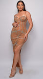 Alessandra Brown Rhinestone Maxi Dress