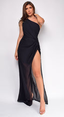 Avani Black Chiffon Side Slit Maxi Dress