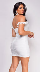 Lynx White Mini Dress close-up of fabric and construction