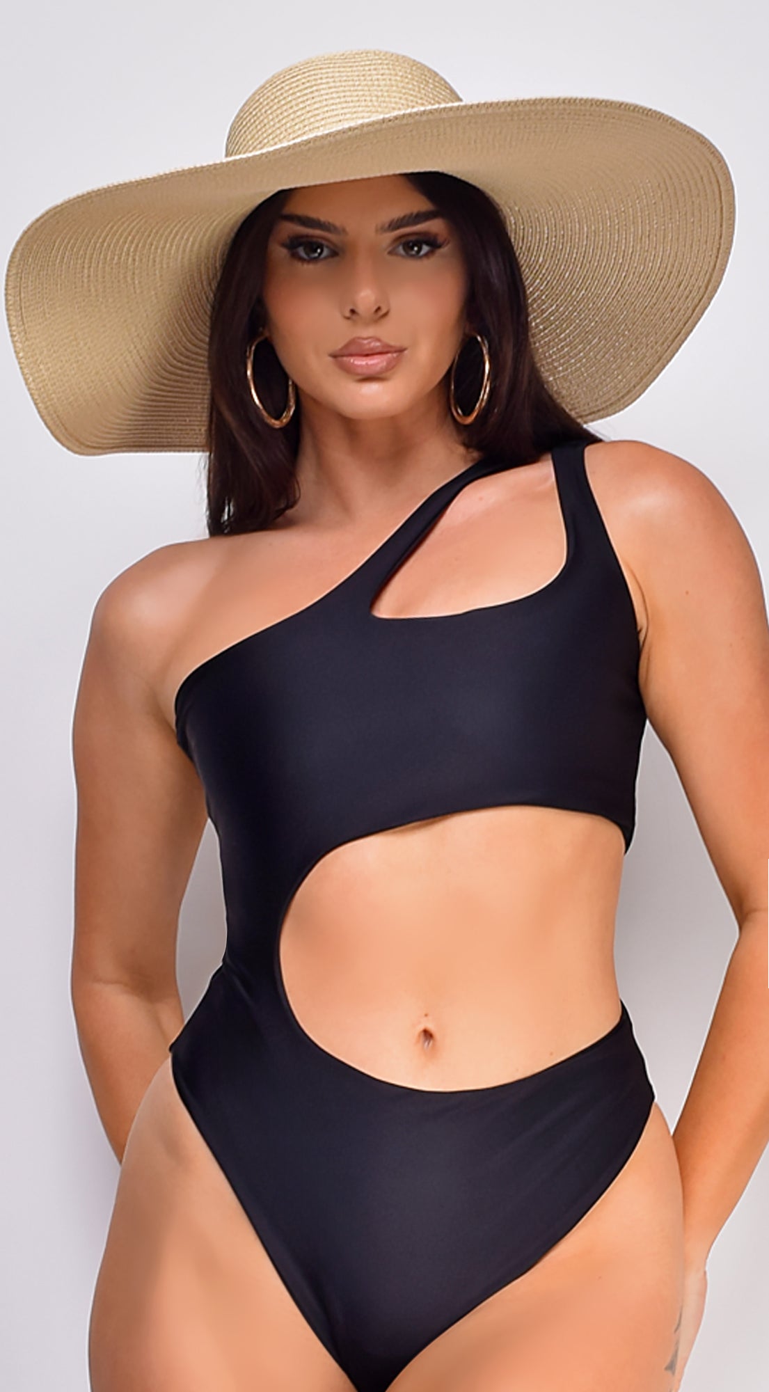 Calista Cut Out One Piece Swimsuit - Black