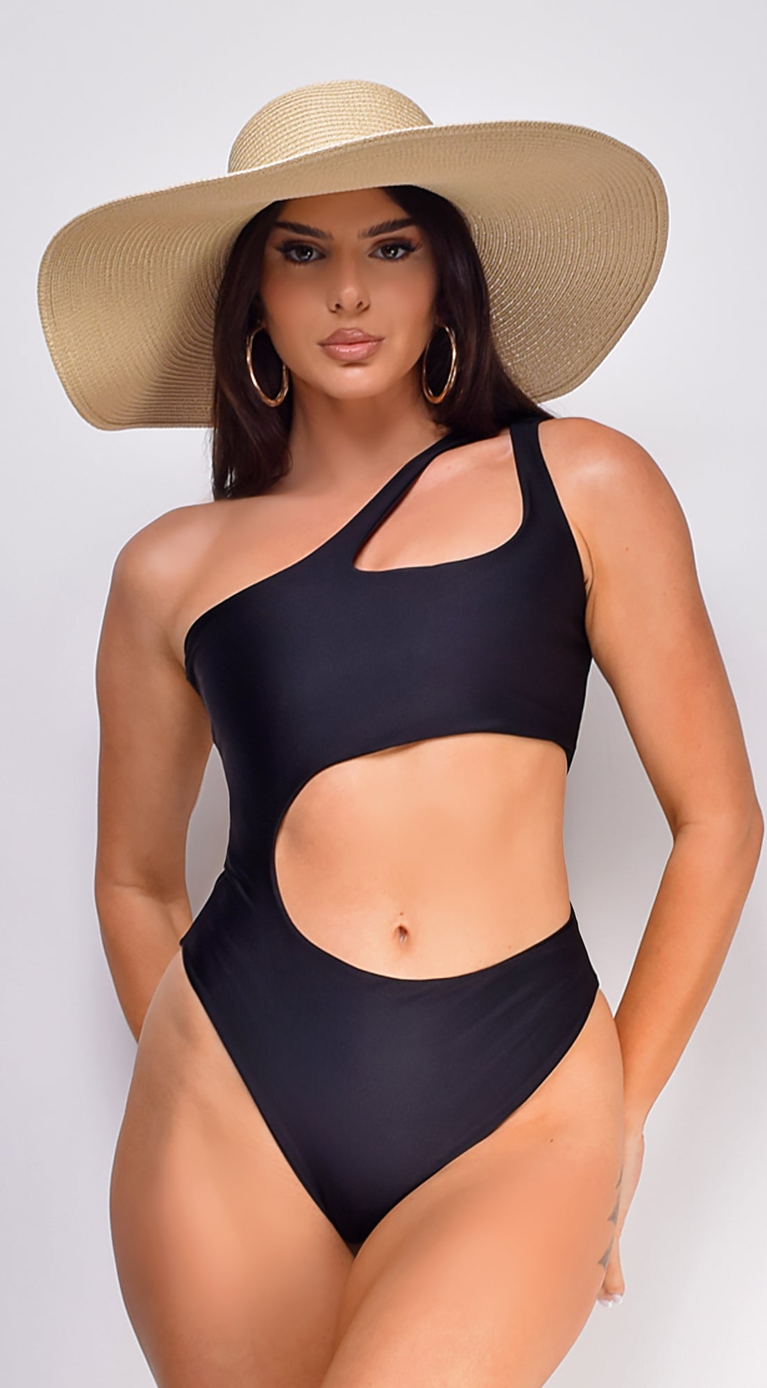 Calista Cut Out One Piece Swimsuit - Black