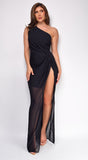 Avani Black Chiffon Side Slit Maxi Dress