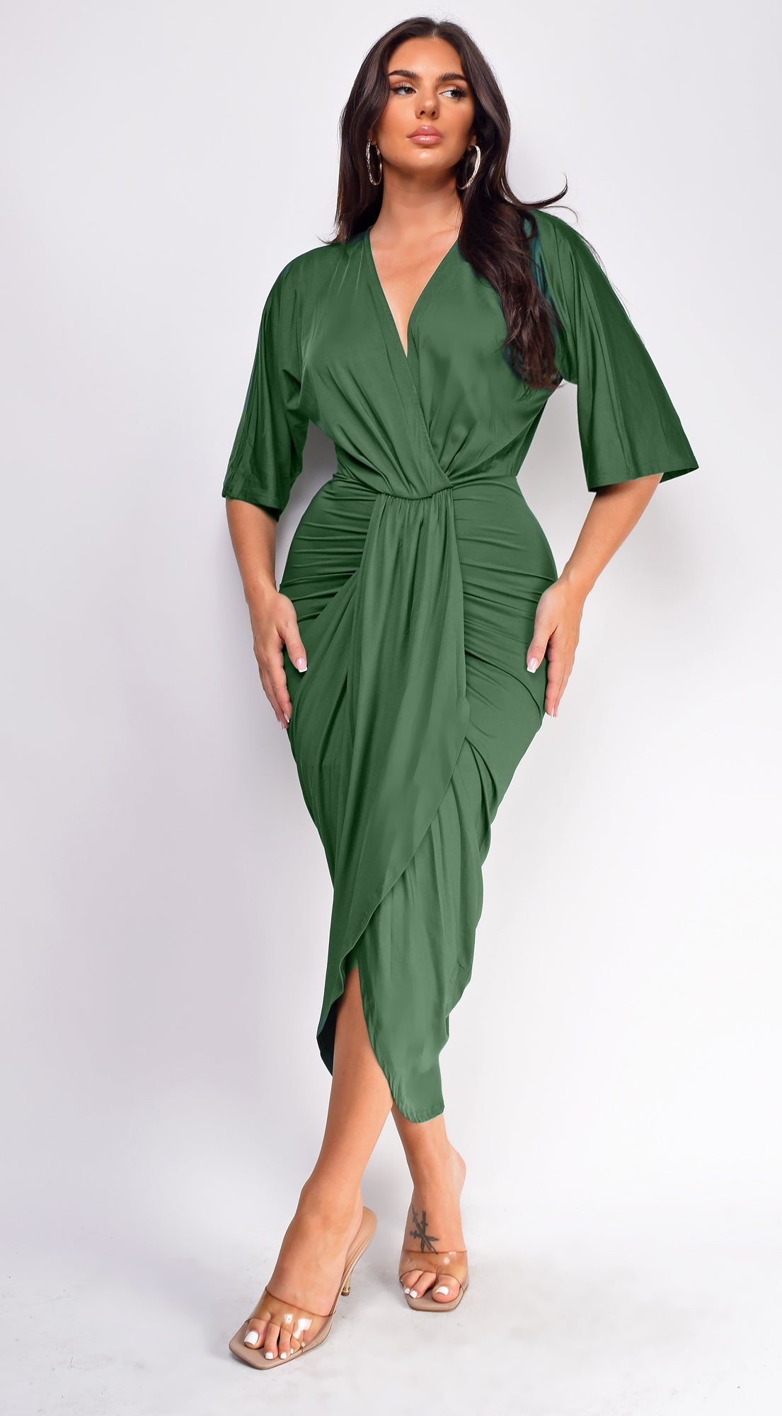 Zelia Hunter Green Venetian Midi Dress
