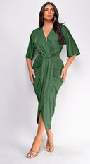 Zelia Venetian Midi Dress - Green