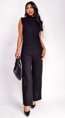 Lania Mock Neck Set - Black