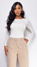 Quinn Basic Round Neck Long Sleeve Top - White