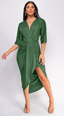 Zelia Venetian Midi Dress - Green