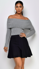 Agata Off Shoulder Sweater Top - Gray